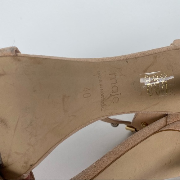 MAJE Suede Gold & Silver studded Neutral sandal heels Womens size EU 40 - Picture 13 of 15
